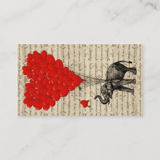 Customizable Elephant and heart shaped balloons business card