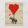 Elephant and heart shaped balloons postcard