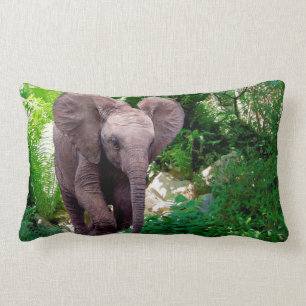 Elephant and Jungle Lumbar Pillow