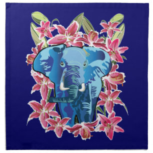Elephant and lily napkin