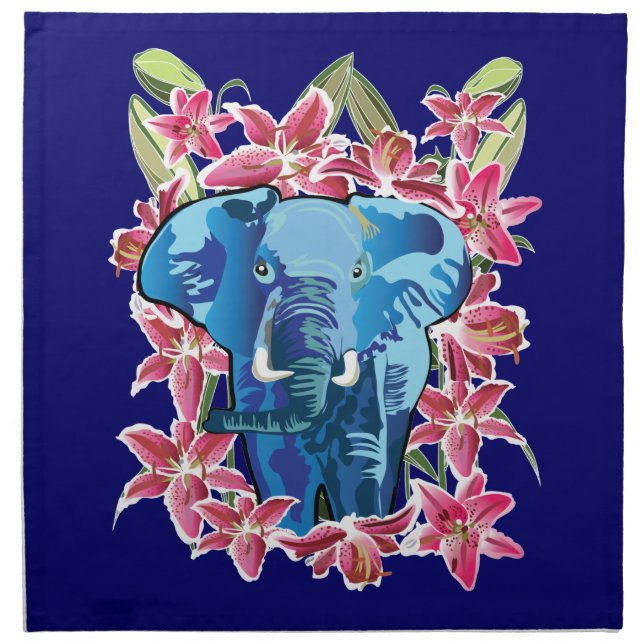 Elephant and lily napkin (Front)