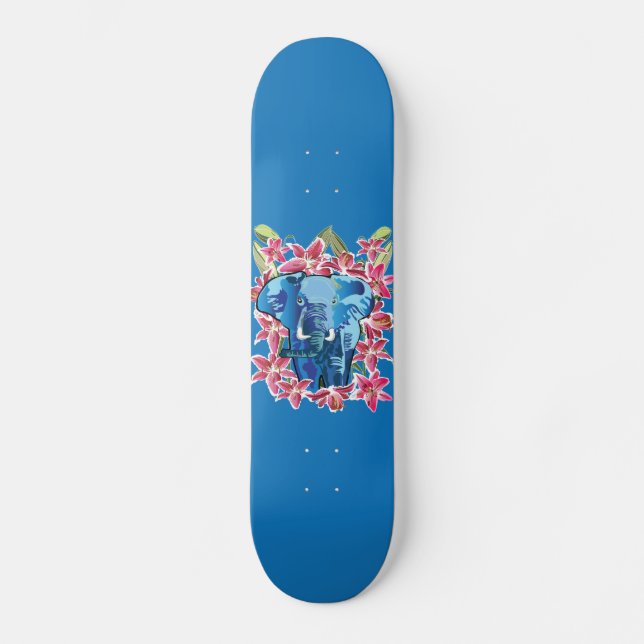 Elephant and lily skateboard deck (Front)