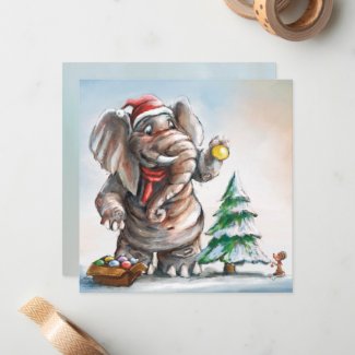 Elephant and Mouse Card - by Monika Marzec