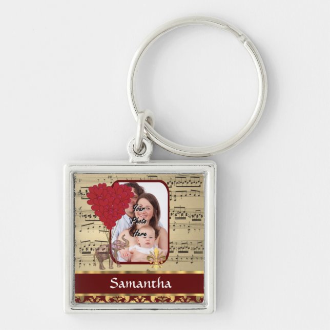 Elephant and music sheet keychain (Front)