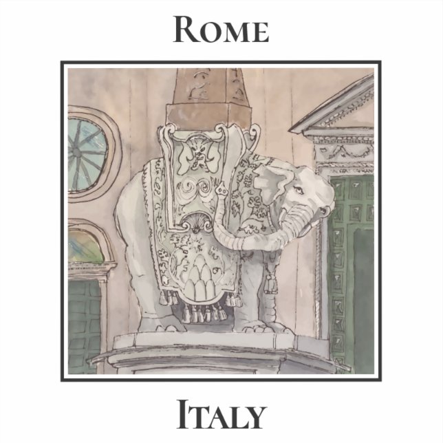 Elephant and Obelisk, Rome's Piazza della Minerva Sticker (Front)