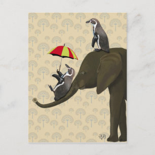 Elephant and Penguins Postcard