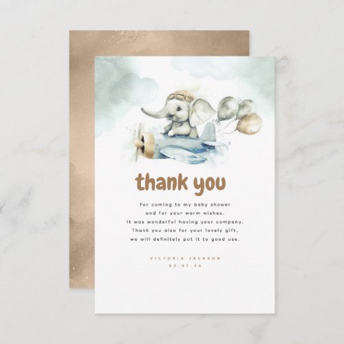 Elephant and Plane Vintage Cute Thank You