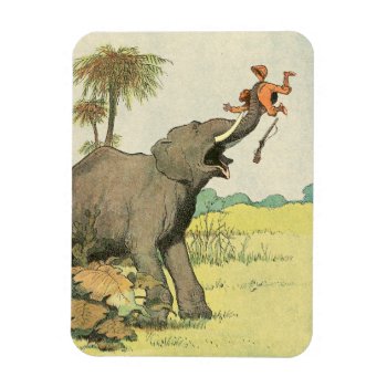 Elephant And Poacher In The Jungle Magnet by kidslife at Zazzle