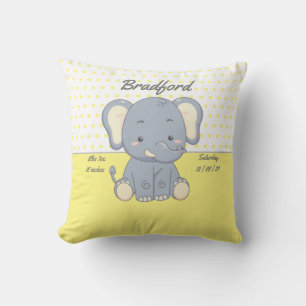 Elephant and Polka dots, Yellow and Gray  Lumbar P Throw Pillow
