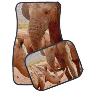 ELEPHANT AND RHINO DON'T LIKE EACH OTHER CAR FLOOR MAT