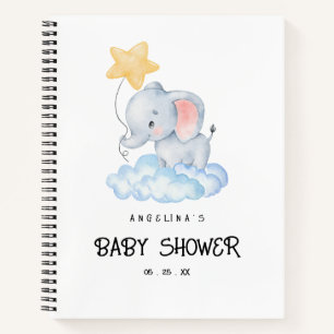 Elephant and Star Baby Shower Gift List Notebook