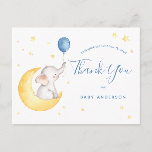 Elephant and Stars Baby Shower by Mail Thank You Postcard