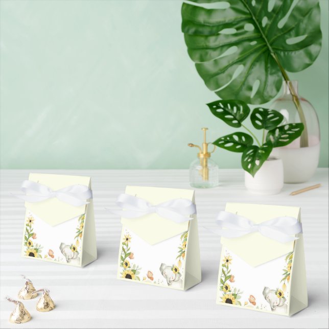 Elephant and Sunflower Animal First Birthday  Favor Boxes (Multiple)