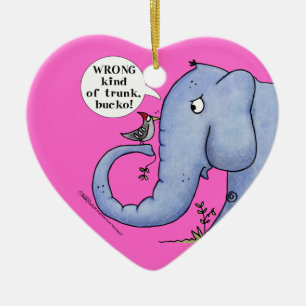 Elephant and Woodpecker Misunderstanding Ceramic Ornament
