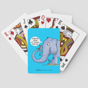 Elephant and Woodpecker Misunderstanding Poker Cards