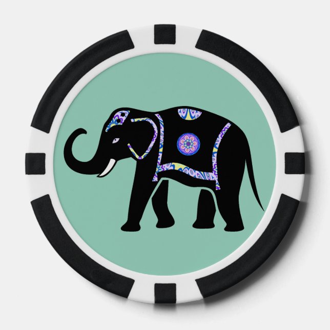 Elephant Animal Abstract Decorative Patterns Poker Chips (Front)