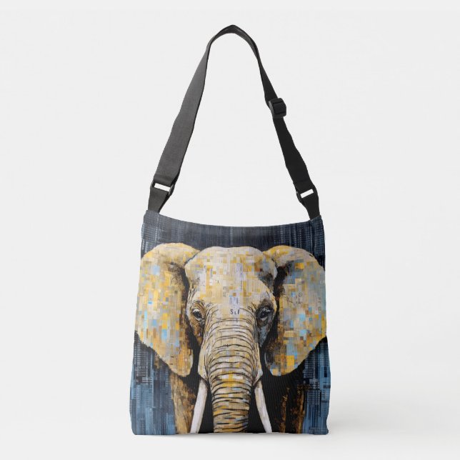 Elephant Animal Art Decor Paint Mosaic  Crossbody Bag (Front)