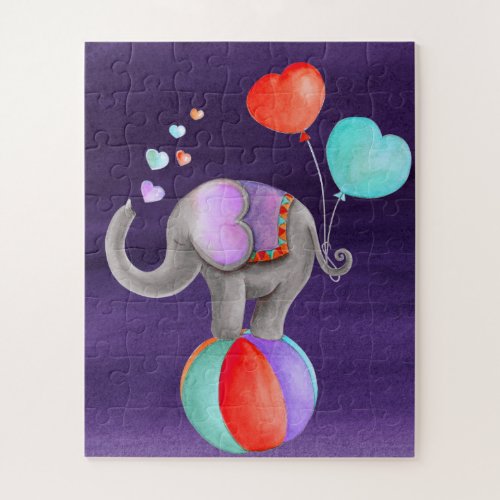 Elephant animal circus watercolor  jigsaw puzzle