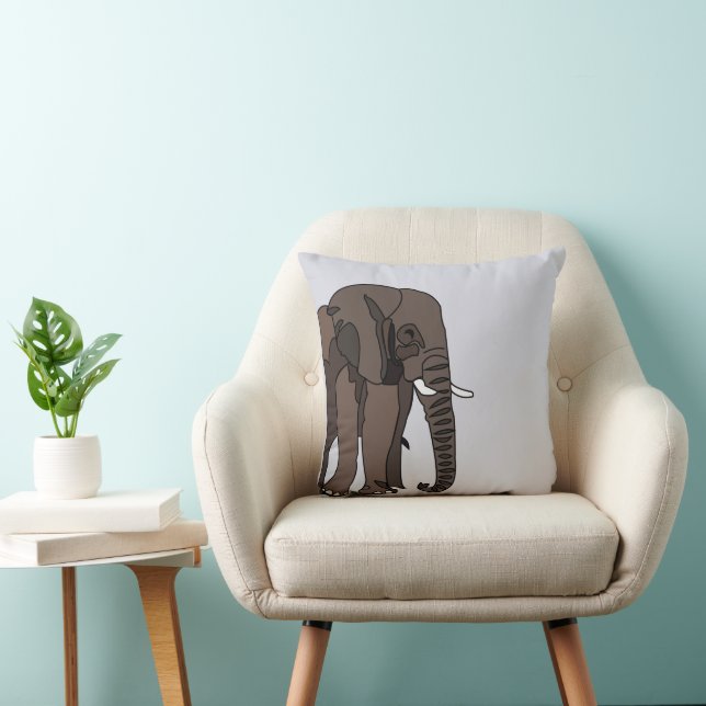 Elephant Animal Elephant Throw Pillow (Chair)