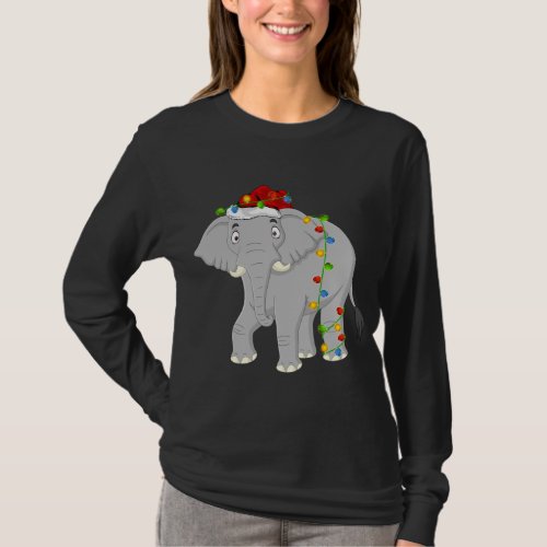 Elephant Animal Lover Xmas Santa Hat Elephant Chri T_Shirt