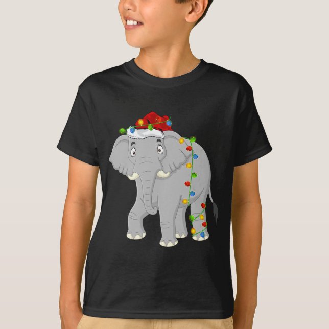 Elephant Animal Lover Xmas Santa Hat Elephant Chri T-Shirt (Front)