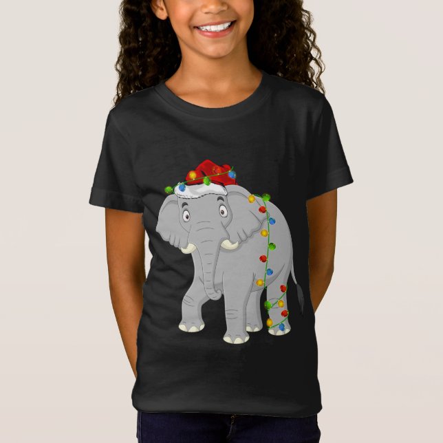 Elephant Animal Lover Xmas Santa Hat Elephant Chri T-Shirt (Front)