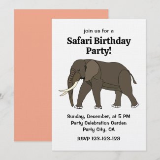 Elephant Animal Safari Birthday Party Invitation