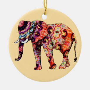 Elephant Animal Traditional Chinese Patterns Ceramic Ornament