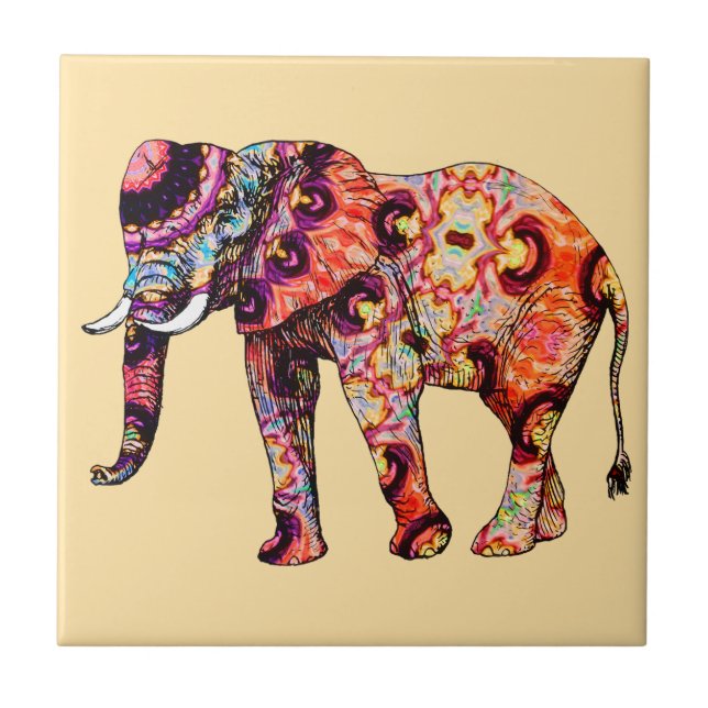 Elephant Animal Traditional Chinese Patterns  Ceramic Tile (Front)