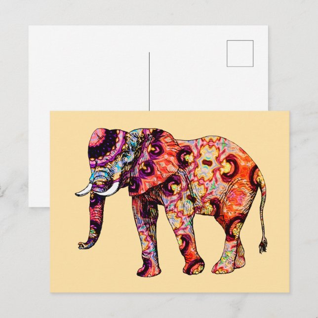 Elephant Animal Traditional Chinese Patterns  Postcard (Front/Back)