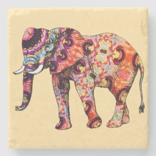 Elephant Animal Traditional Chinese Patterns  Stone Coaster