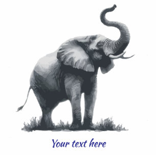 Elephant Animal  Watercolor art message Cutout