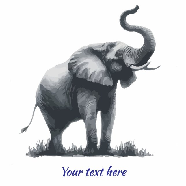 Elephant Animal  Watercolor art message Cutout (Front)