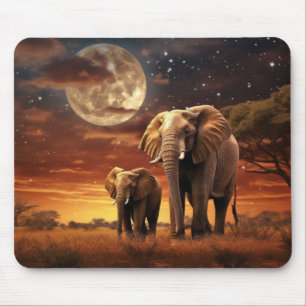 Elephant Animal Wildlife Wilderness Colorful Art Mouse Pad