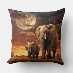 Elephant Animal Wildlife Wilderness Colorful Art Throw Pillow