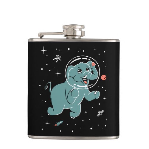 Elephant Animals In Space Flask
