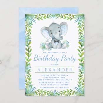 Elephant Any Number Boy Birthday Party Invitation by InvitationCentral at Zazzle