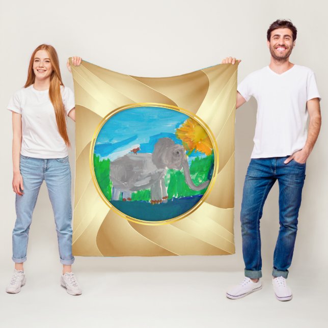 Elephant "Art by Kids" Fleece Blanket (In Situ)