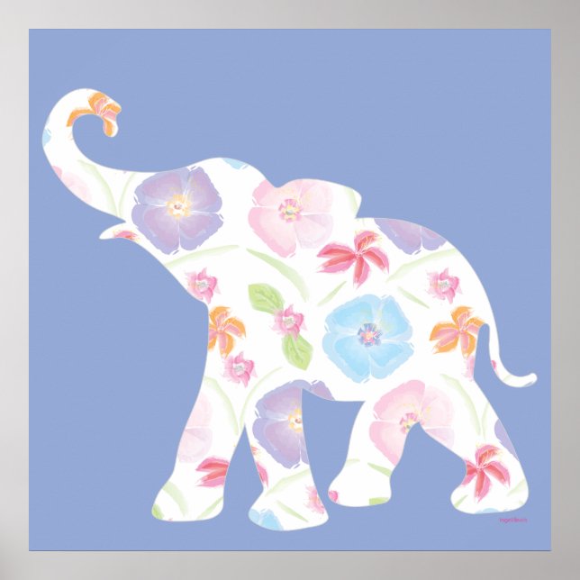Elephant Art Watercolor Pattern Graphic Modern Poster (Front)