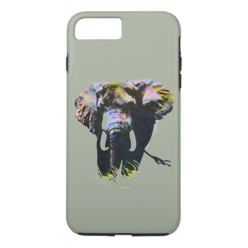 Elephant Artwork on Grey Background iPhone 8 Plus7 Plus Case