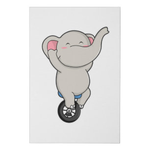 Elephant as Artist at Circus with Tires Faux Canvas Print