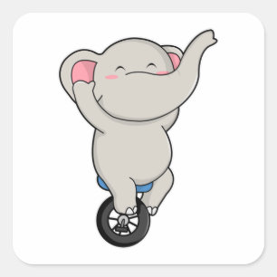 Elephant as Artist at Circus with Tires Square Sticker