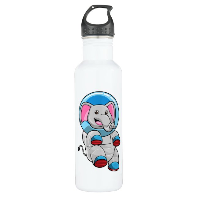 Elephant as Astronaut in Glass sphere Stainless Steel Water Bottle (Front)