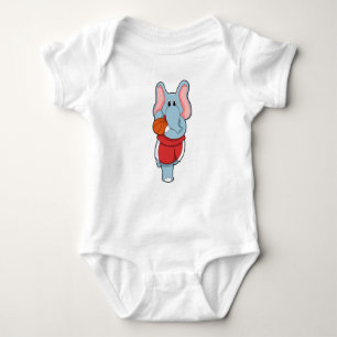 Elephant as Basketball player with Basketball Baby Bodysuit