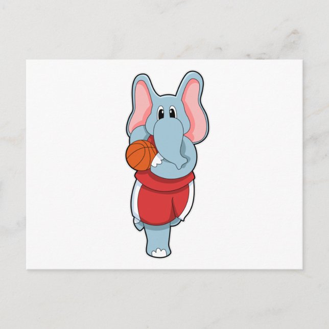 Elephant as Basketball player with Basketball Postcard (Front)