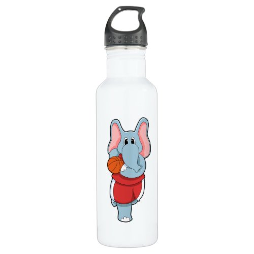Elephant as Basketball player with Basketball Stainless Steel Water Bottle