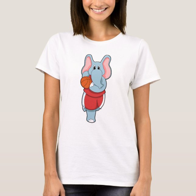 Elephant as Basketball player with Basketball T-Shirt (Front)