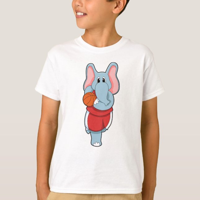 Elephant as Basketball player with Basketball T-Shirt (Front)