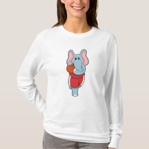 Elephant as Basketball player with Basketball T-Shirt