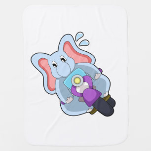Elephant as Biker with Motorcycle.PNG Baby Blanket